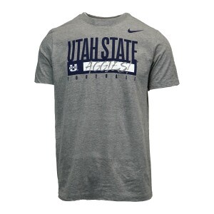 Nike Utah State U-State Aggies Football Short-Sleeve T-Shirt Graphite